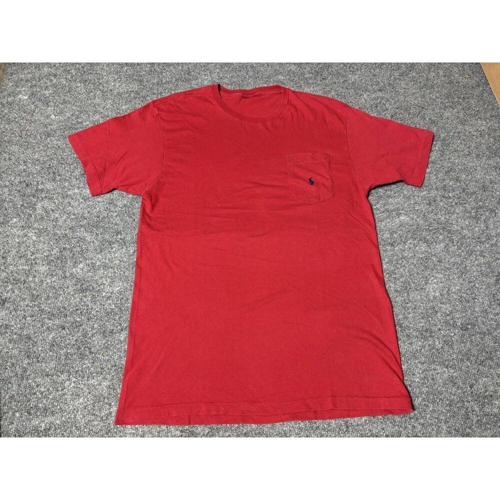 Polo Ralph Lauren Shirt Mens M Red Crew Neck Pocket Logo Tee Basic Jersey Casual
